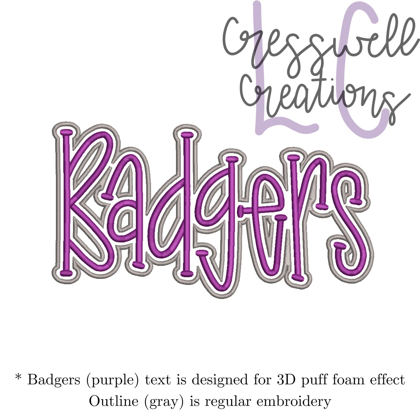 Badgers 3D Puff Machine Embroidery Design
