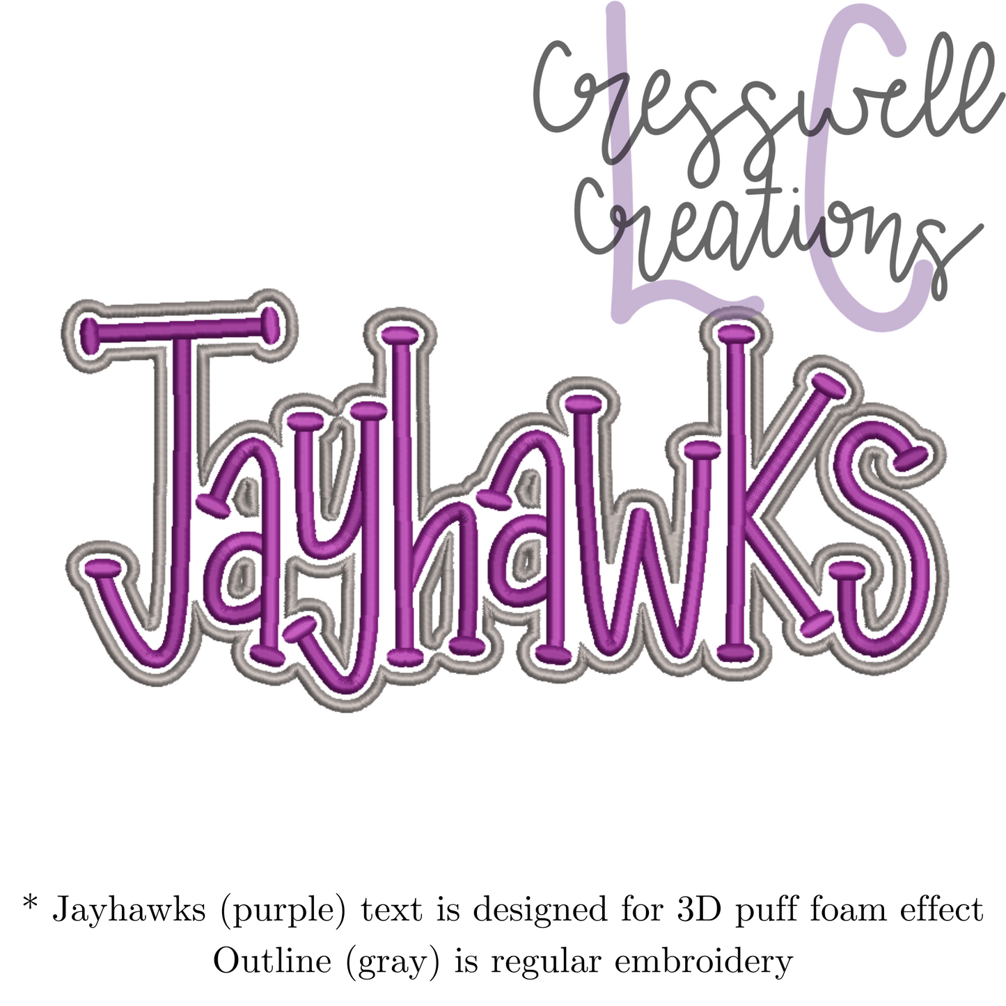 Jayhawks 3D Puff Machine Embroidery Design