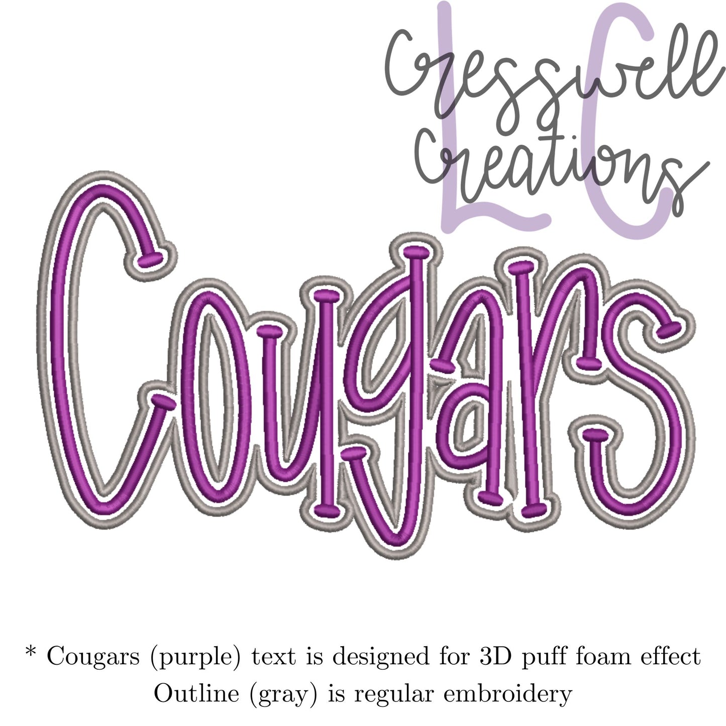 Cougars 3D Puff Machine Embroidery Design