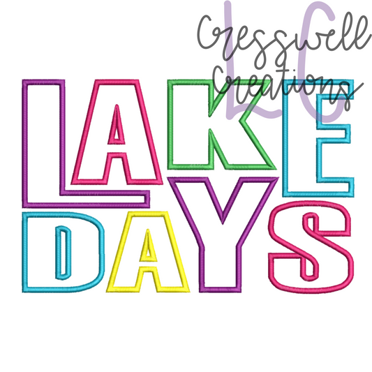 Lake Days Satin Applique Machine Embroidery Design