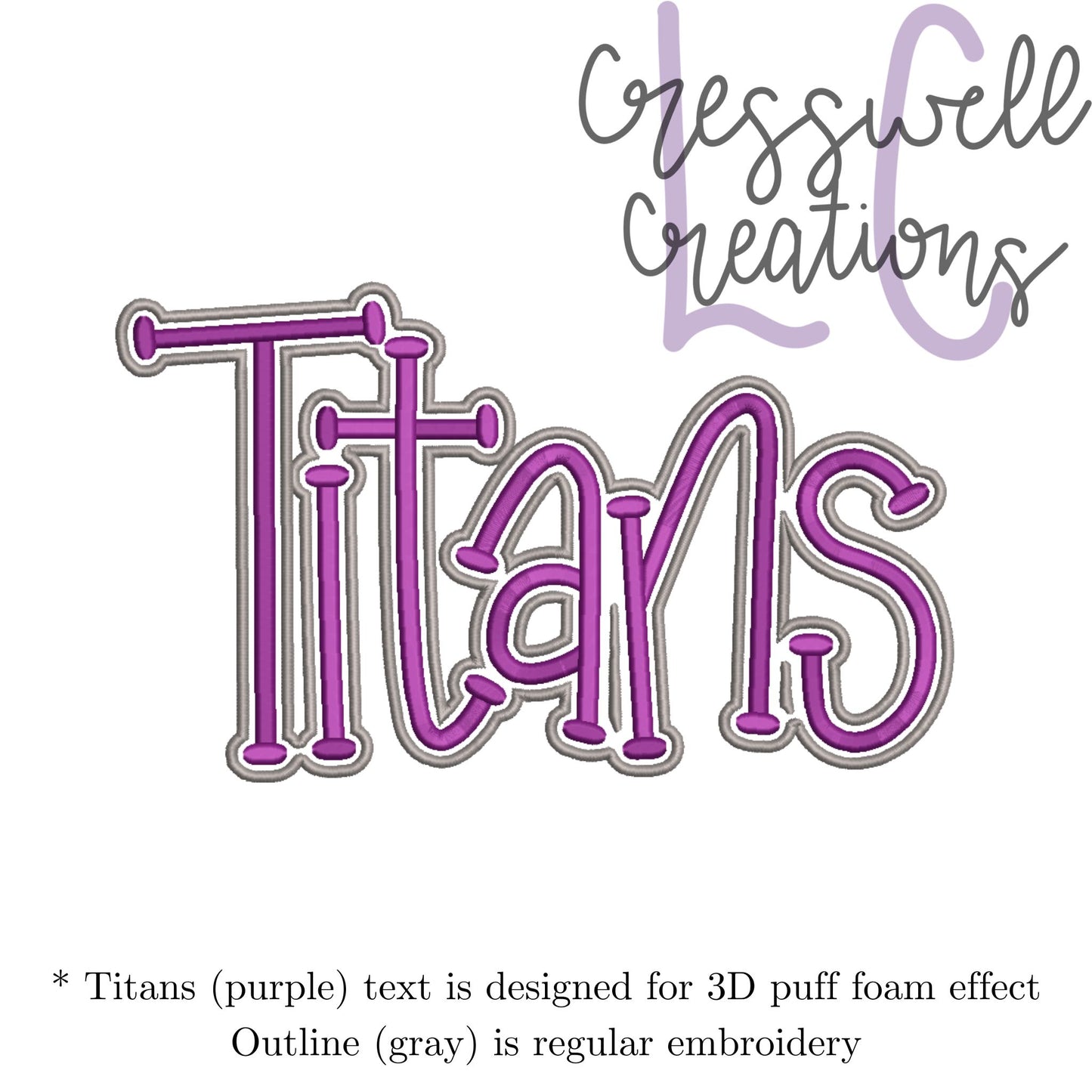 Titans 3D Puff Machine Embroidery Design