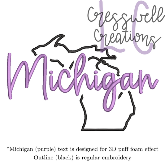 Michigan State 3D Puff  Machine Embroidery Design
