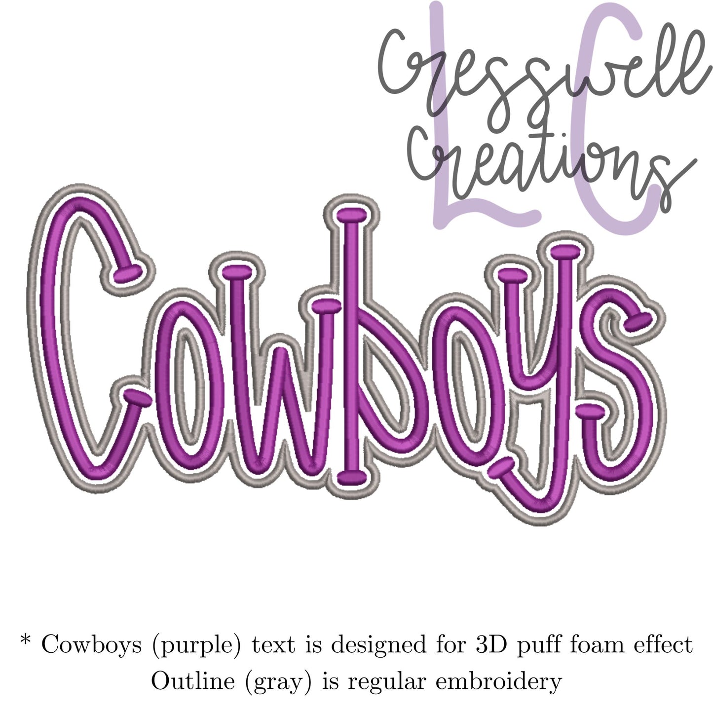 Cowboys 3D Puff Machine Embroidery Design
