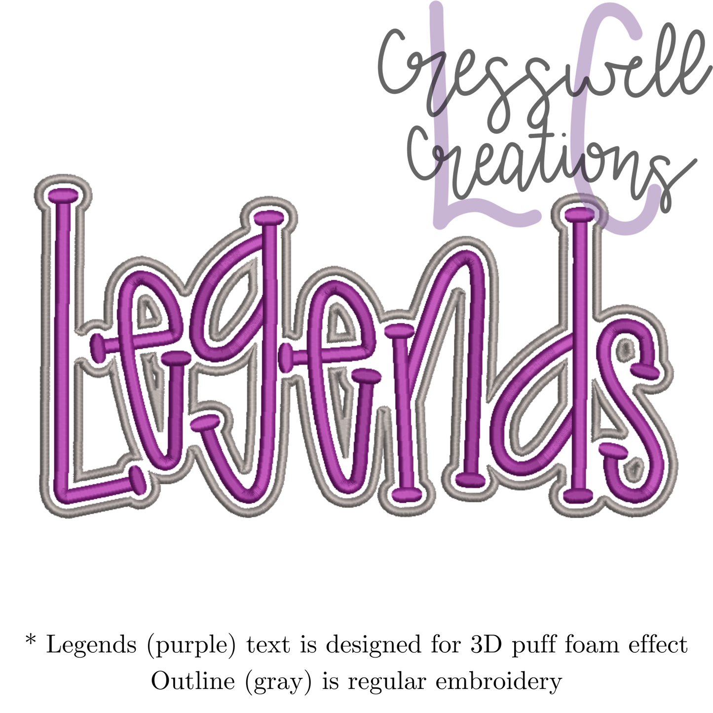 Legends 3D Puff Machine Embroidery Design