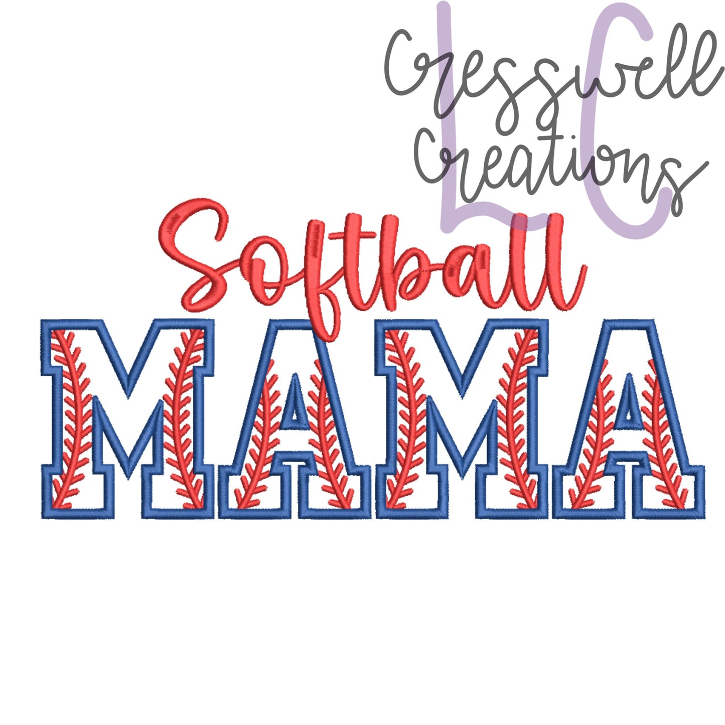 Softball Mama Applique Machine Embroidery Design // Includes Laces Design for Sleeves