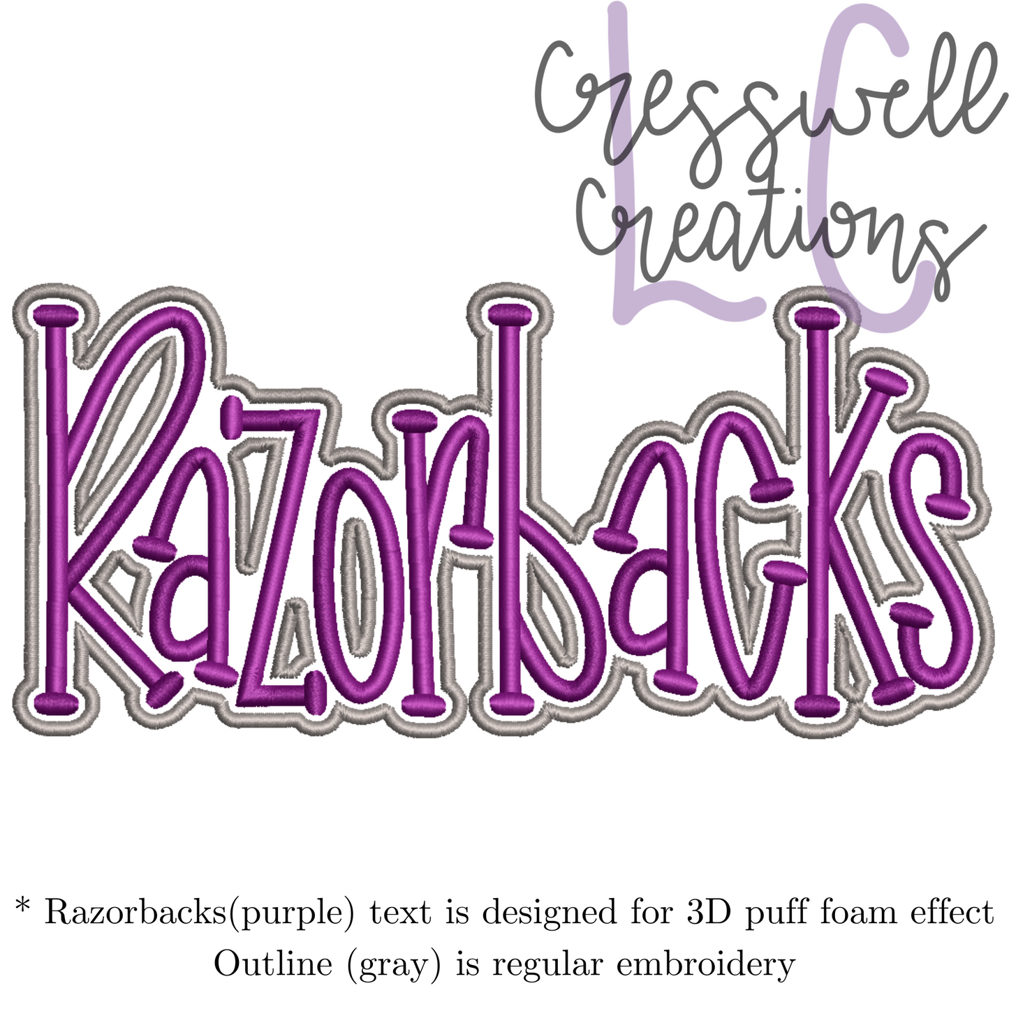 Razorbacks 3D Puff Machine Embroidery Design