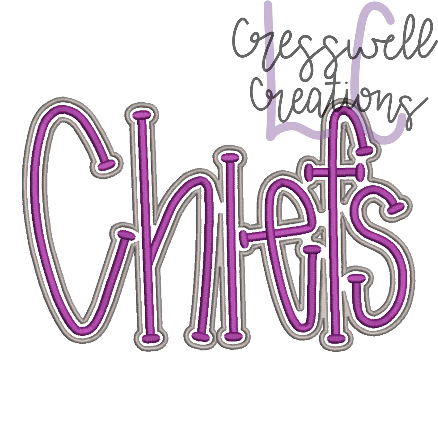 Chiefs with Outline Machine Embroidery Design