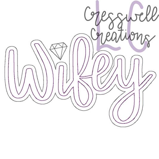 Wifey Bean Stitch Double Applique Embroidery Design