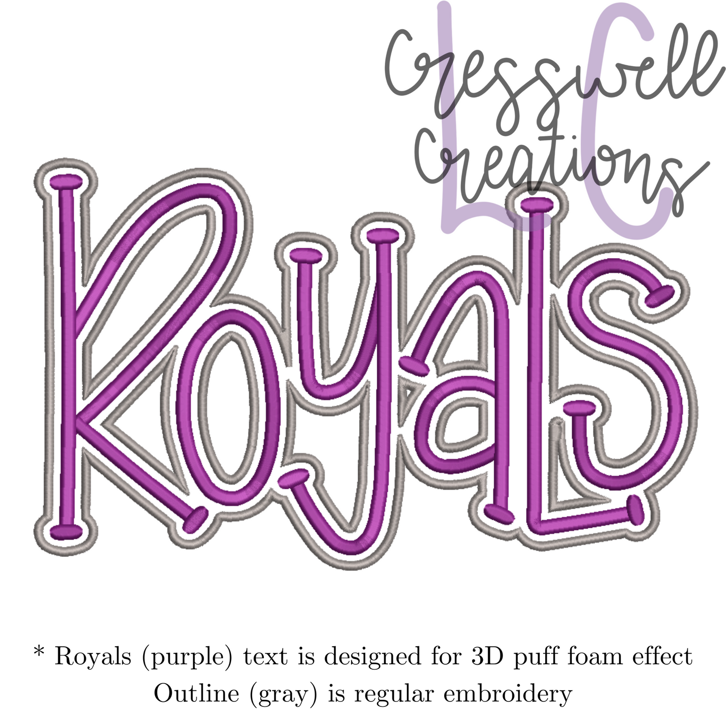 Royals 3D Puff Machine Embroidery Design