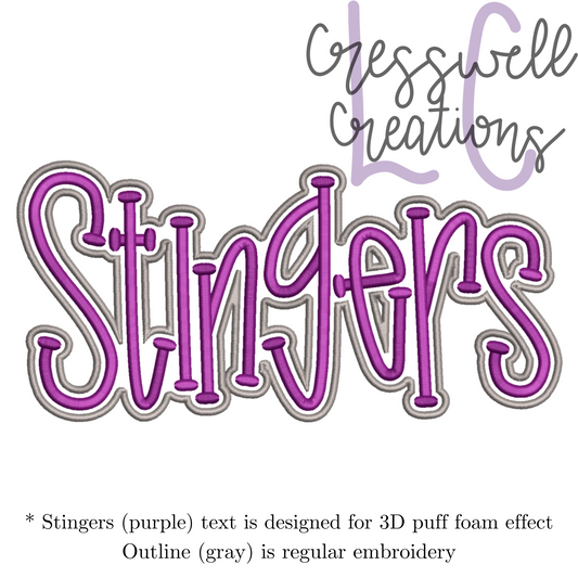 Stingers 3D Puff  Machine Embroidery Design
