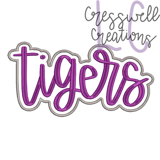 Tigers Satin Lettering With Satin Stitch Applique