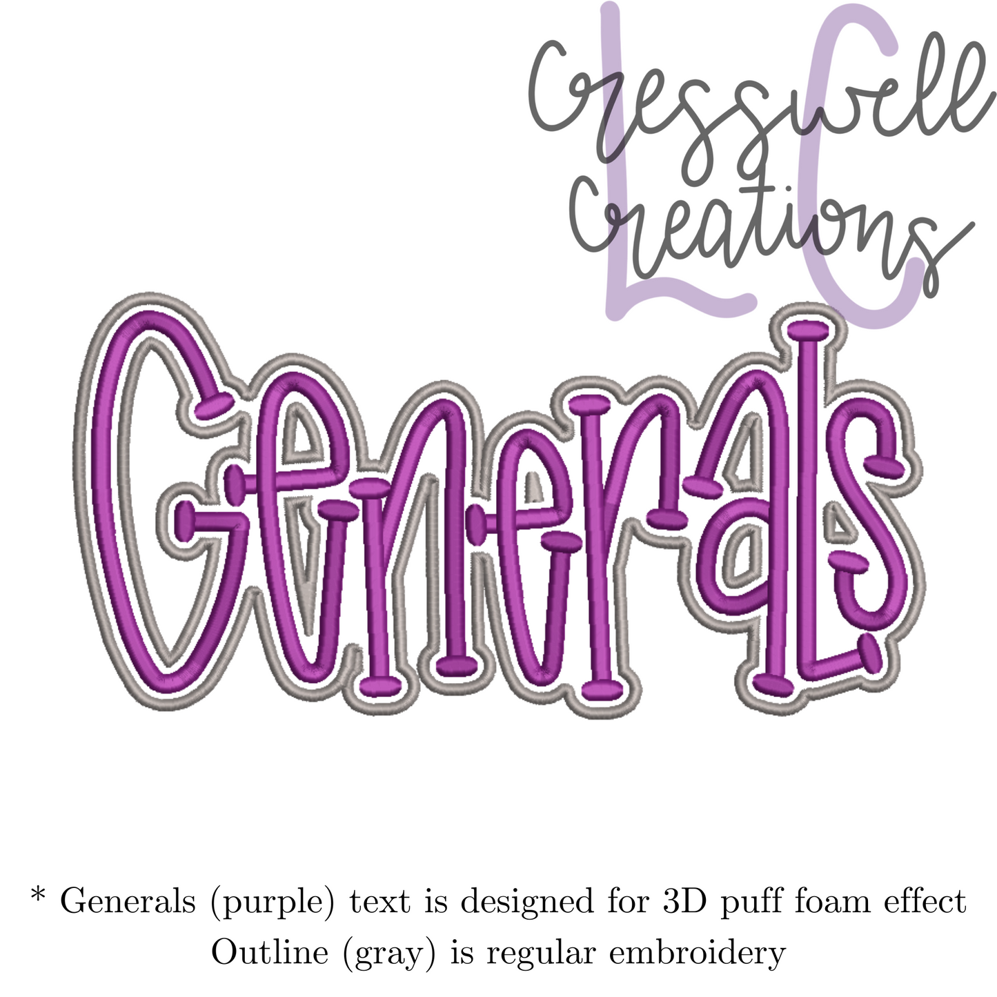 Generals 3D Puff Machine Embroidery Design