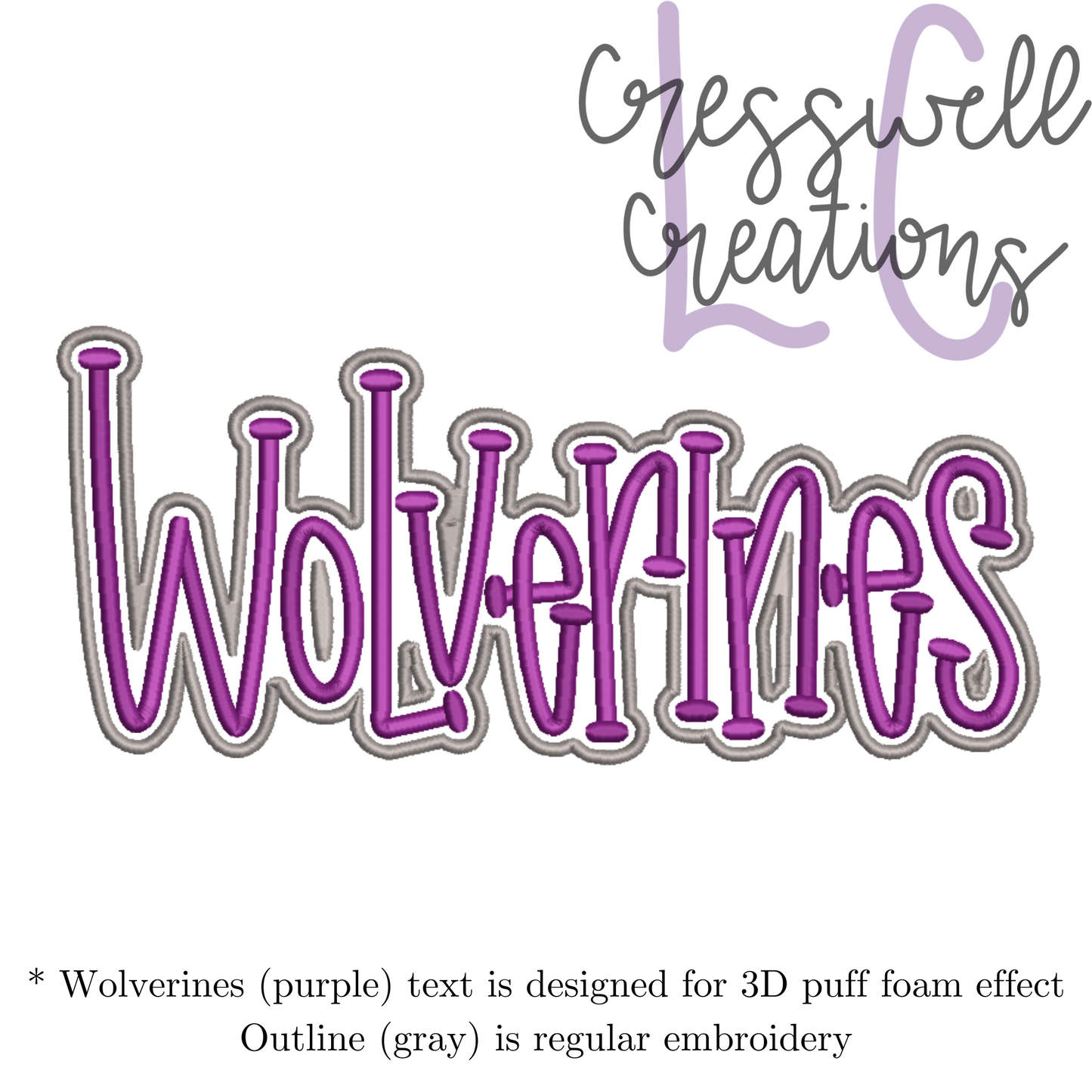 Wolverines 3D Puff Machine Embroidery Design