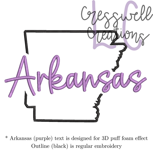 Arkansas State 3D Puff  Machine Embroidery Design