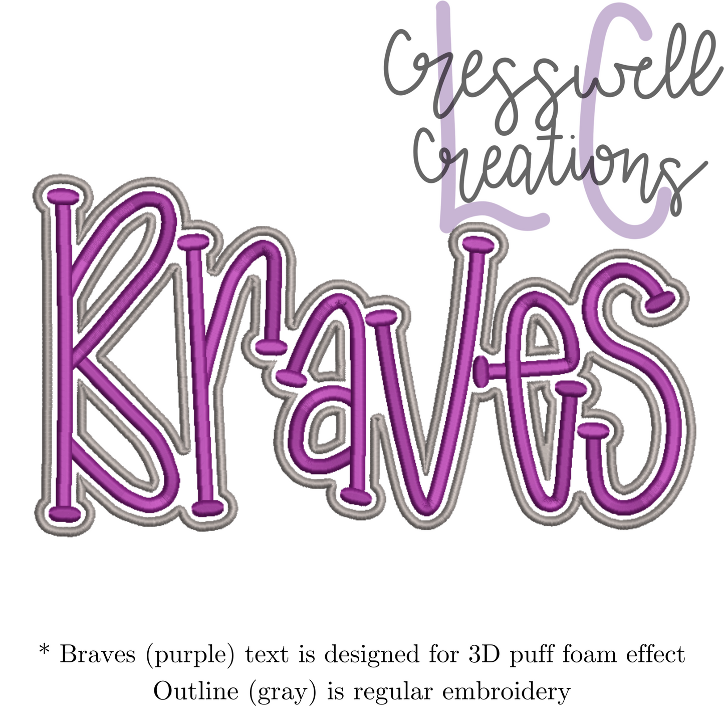 Braves 3D Puff Machine Embroidery Design