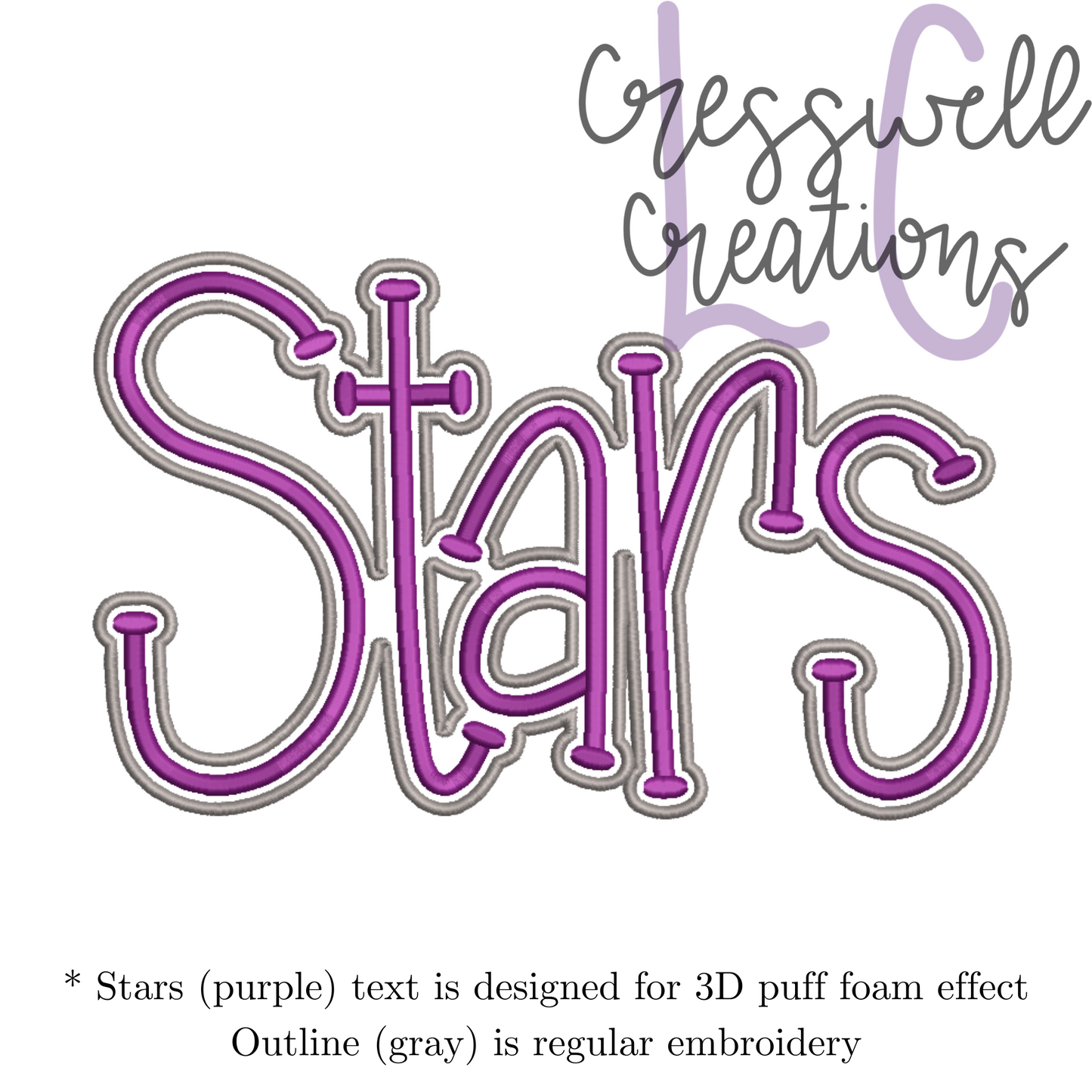 Stars 3D Puff Machine Embroidery Design