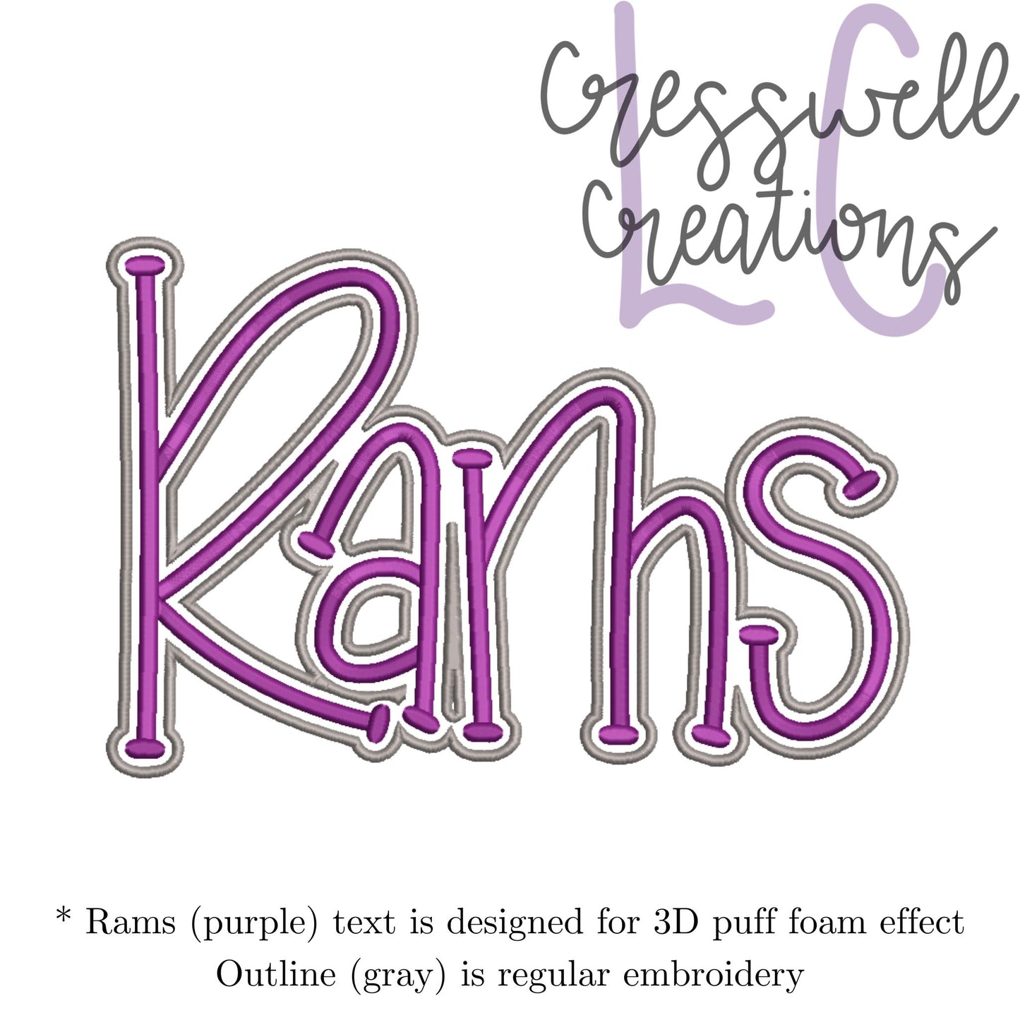 Rams 3D Puff Machine Embroidery Design
