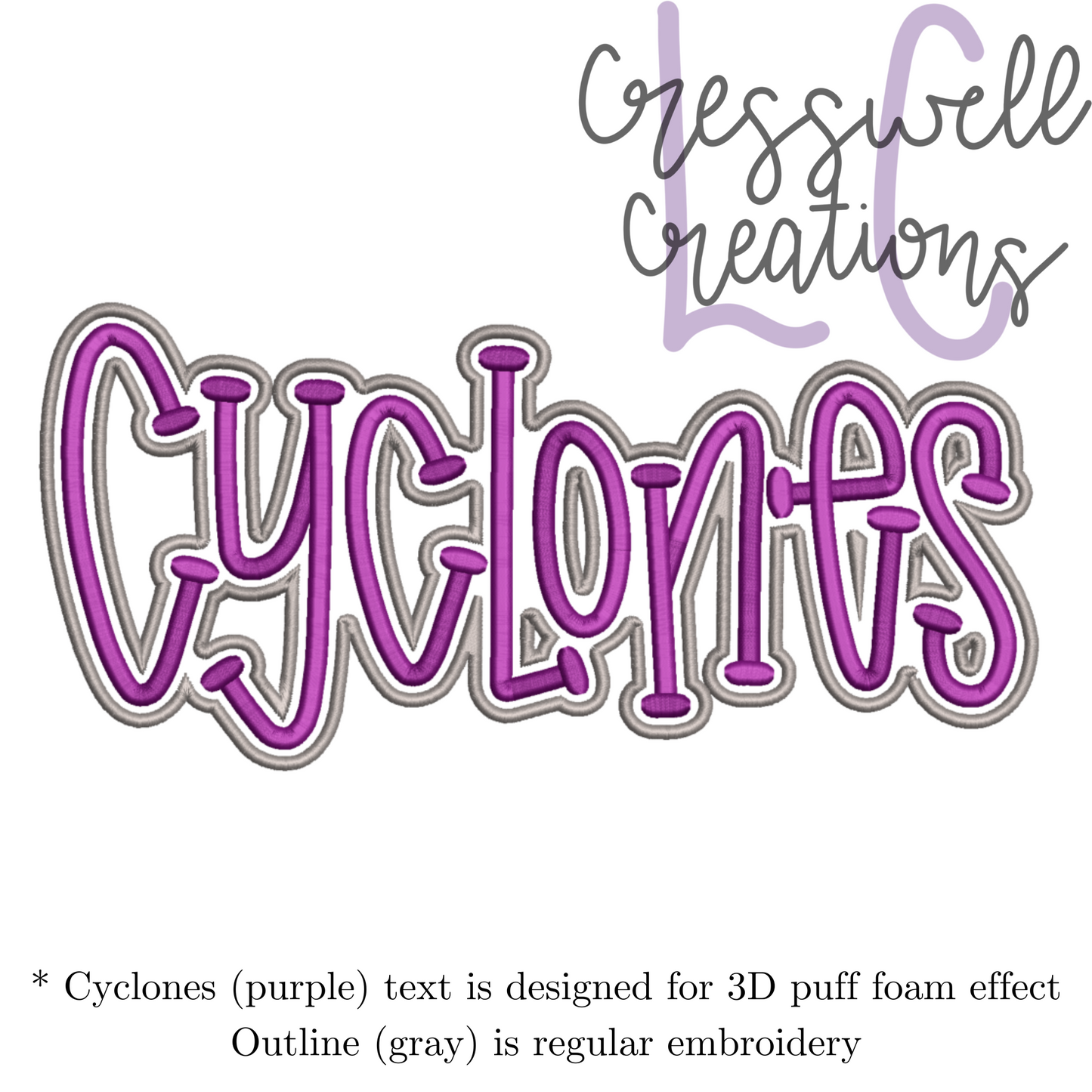 Cyclones 3D Puff Machine Embroidery Design