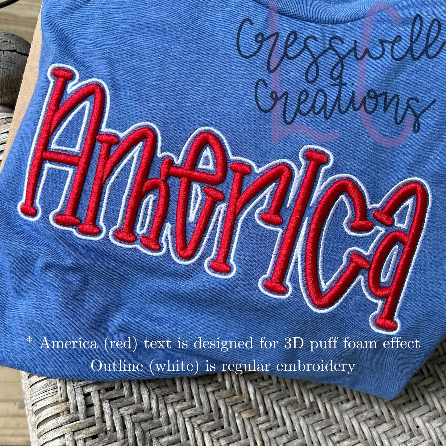America 3D Puff Machine Embroidery Design