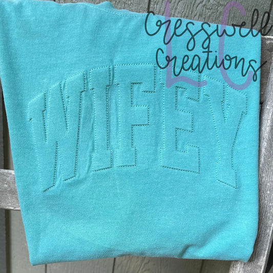 WIFEY Embossed 3D Puff Machine Embroidery Design