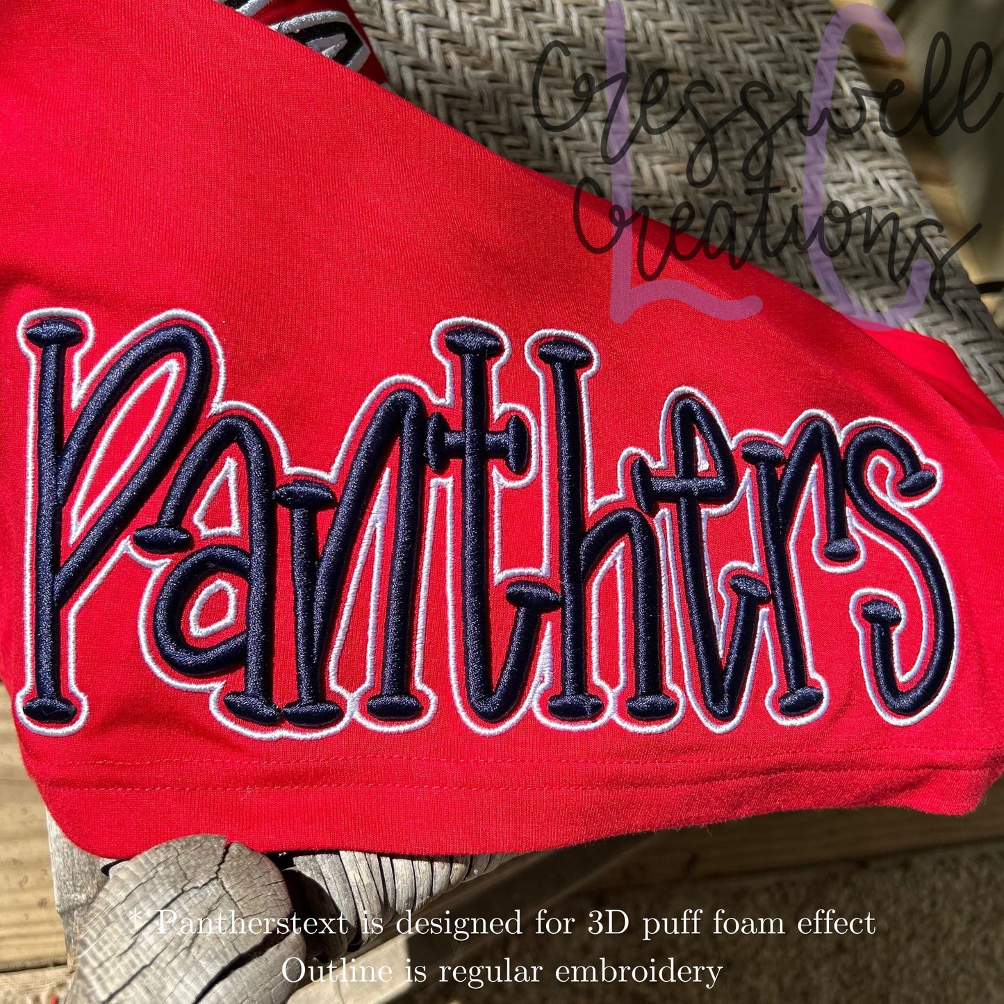 Panthers 3D Puff Machine Embroidery Design