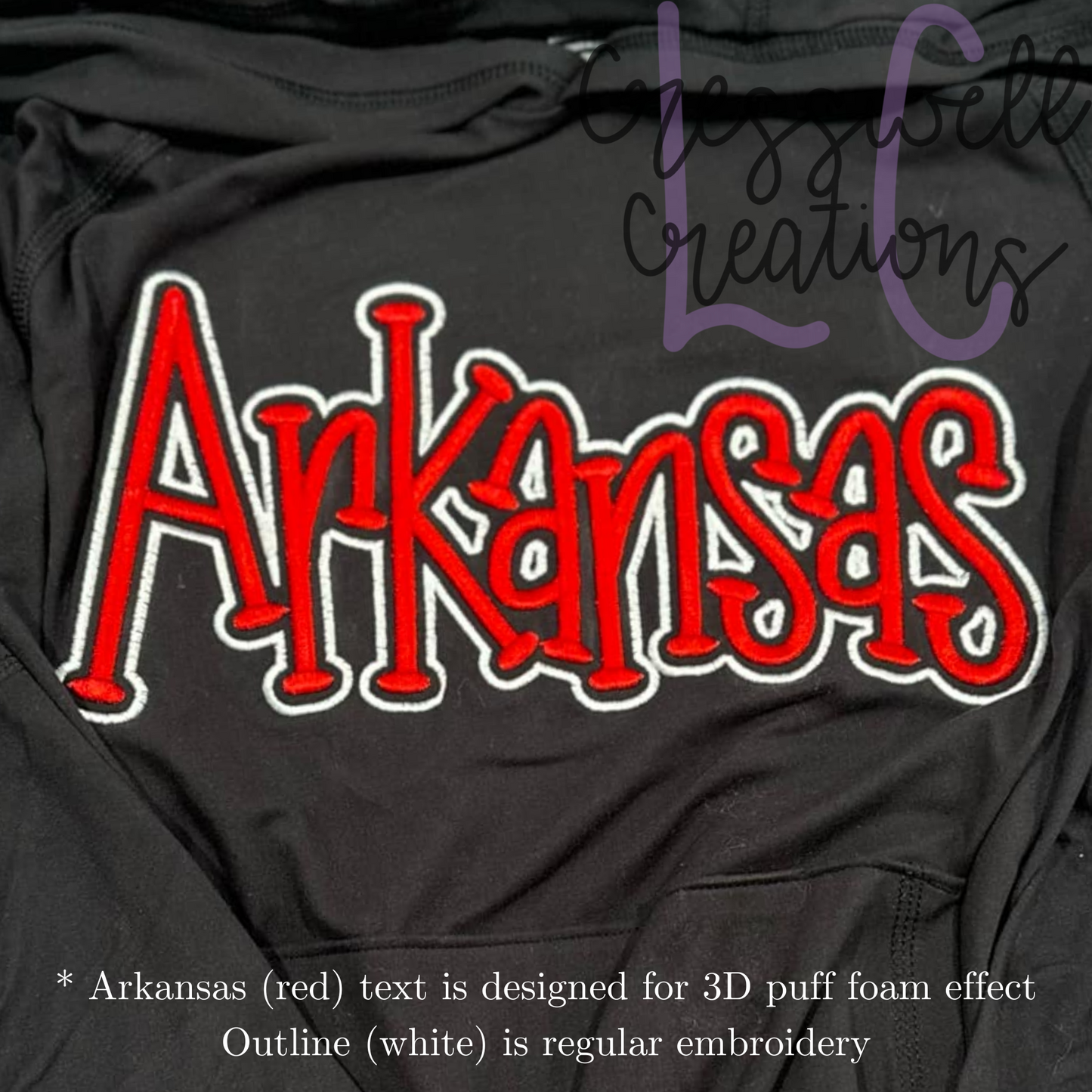 Arkansas 3D Puff Machine Embroidery Design