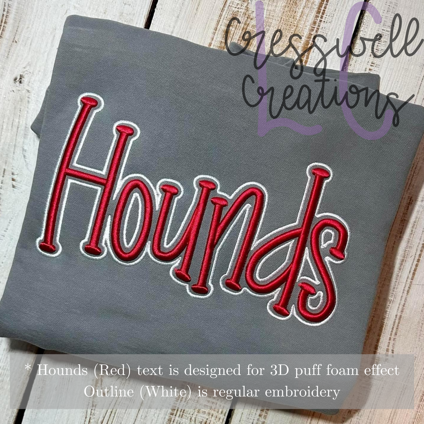 Hounds 3D Puff Machine Embroidery Design