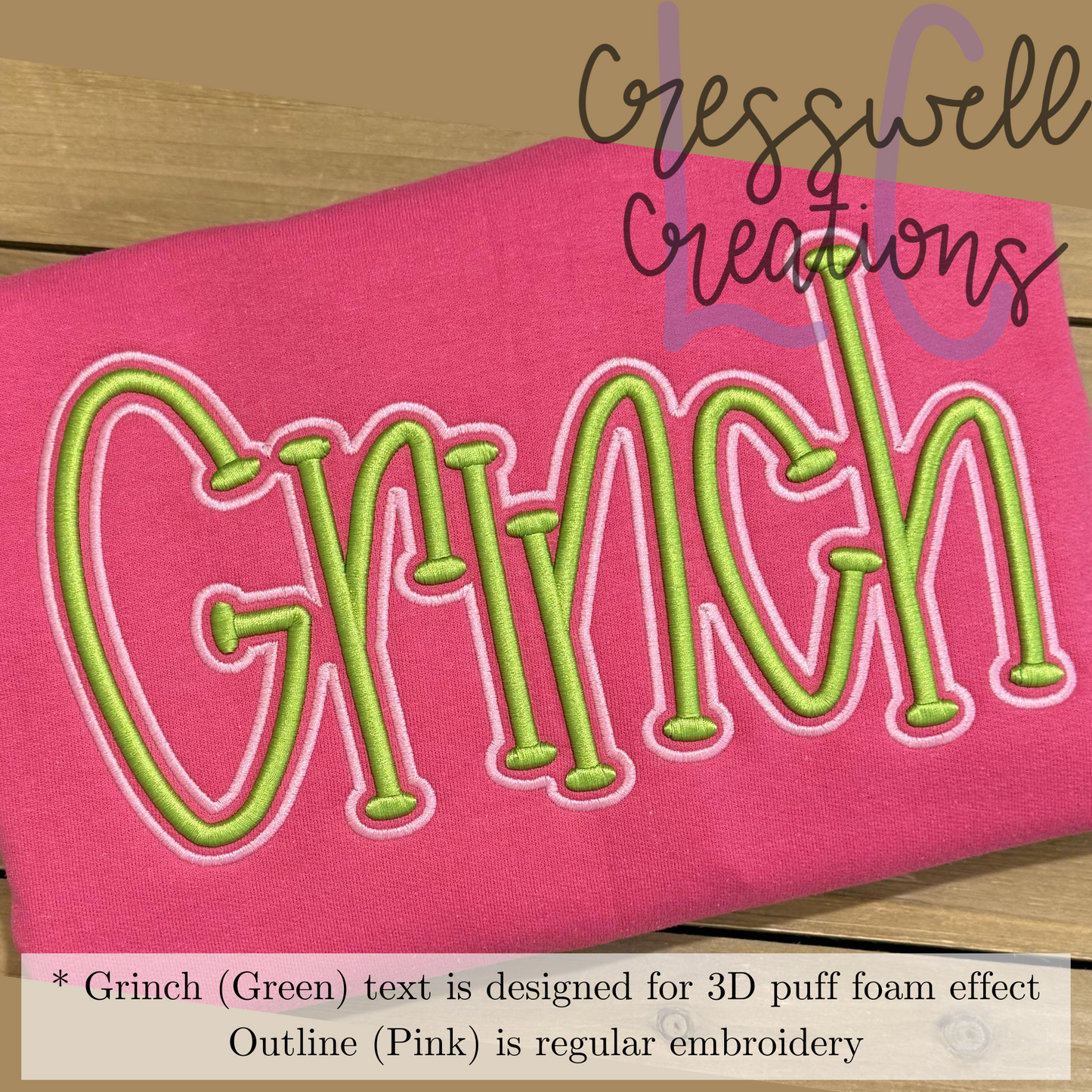 Grinch 3D Puff Machine Embroidery Design