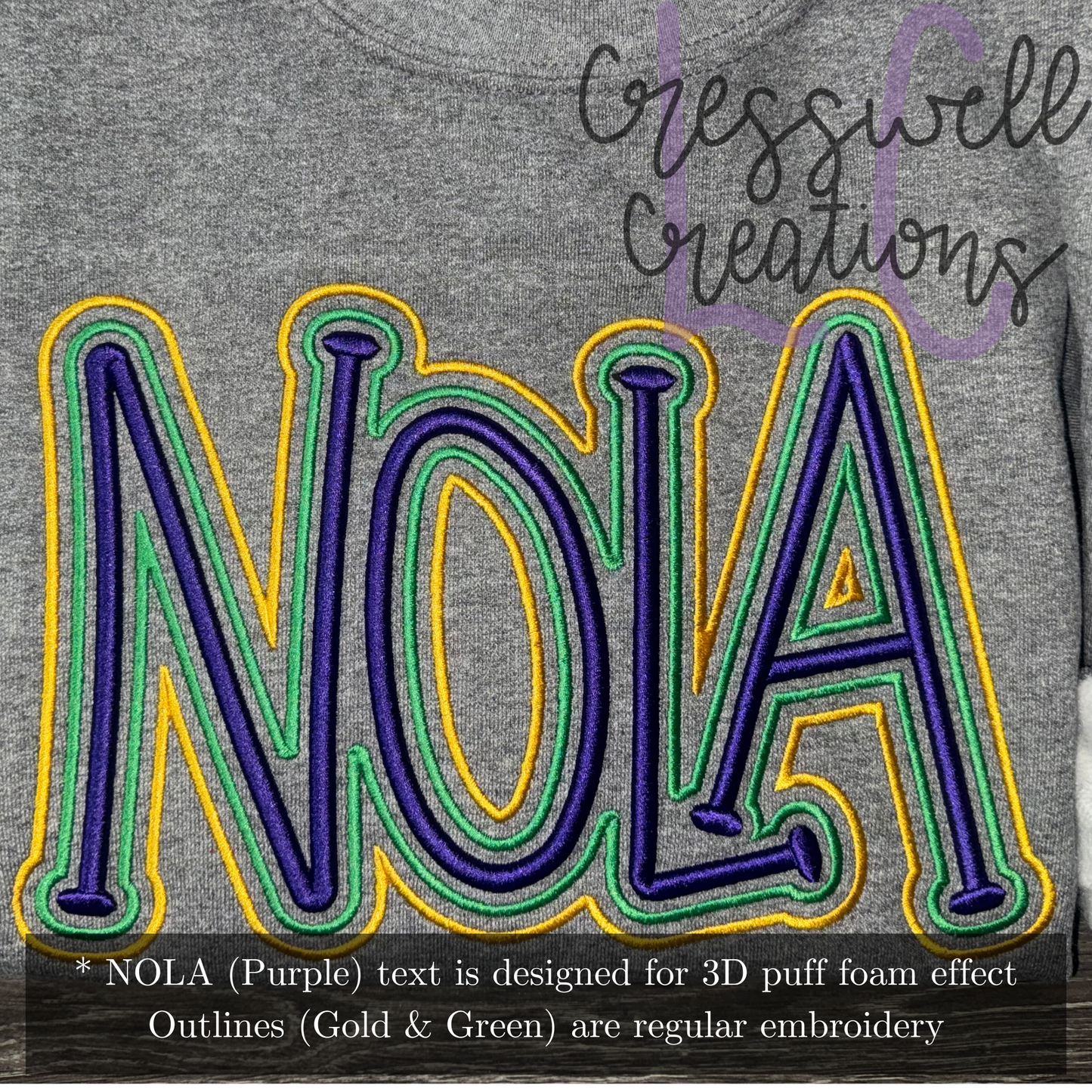 NOLA 3D Puff Machine Embroidery Design