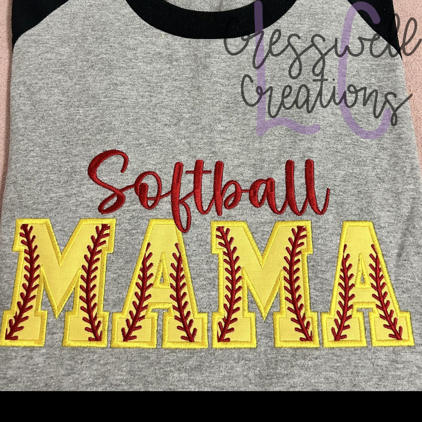 Softball Mama Applique Machine Embroidery Design // Includes Laces Design for Sleeves