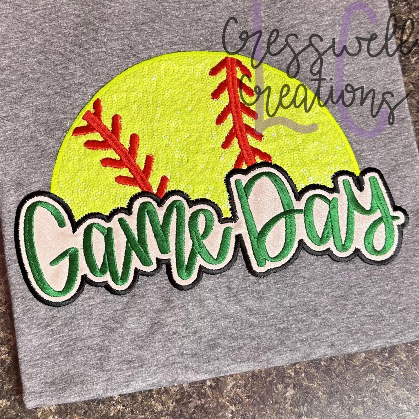 Game Day Baseball/Softball Applique Machine Embroidery Design