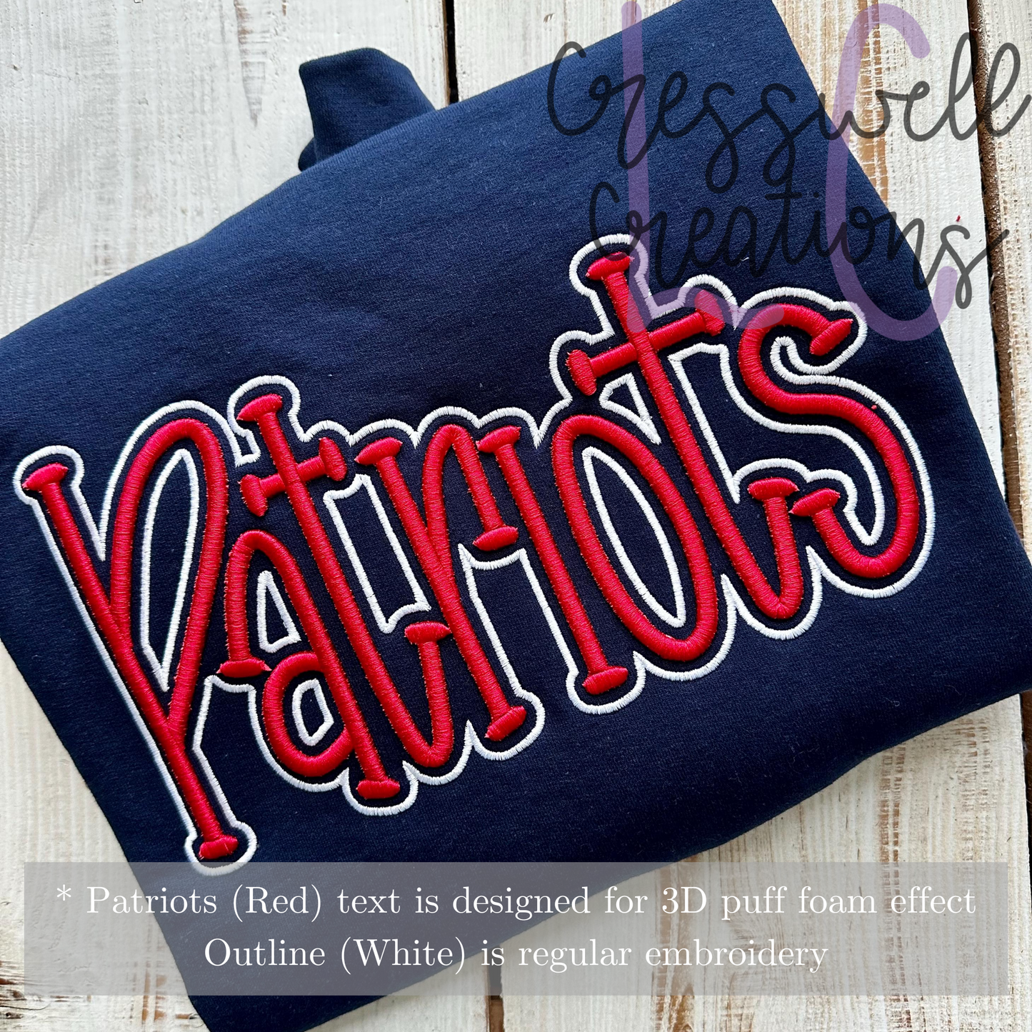 Patriots 3D Puff Machine Embroidery Design