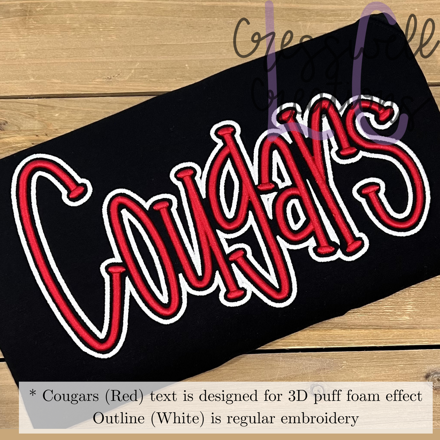 Cougars 3D Puff Machine Embroidery Design