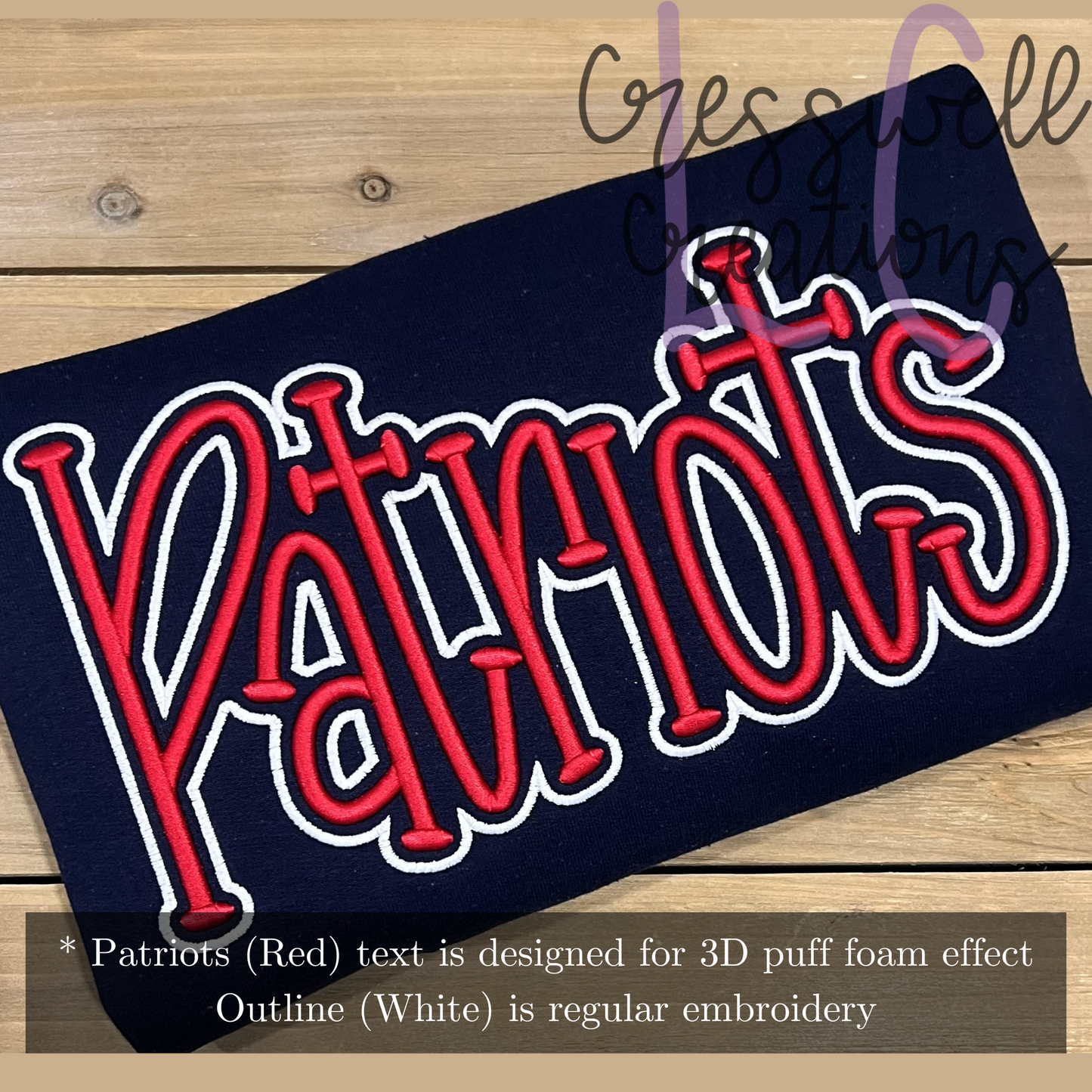 Patriots 3D Puff Machine Embroidery Design