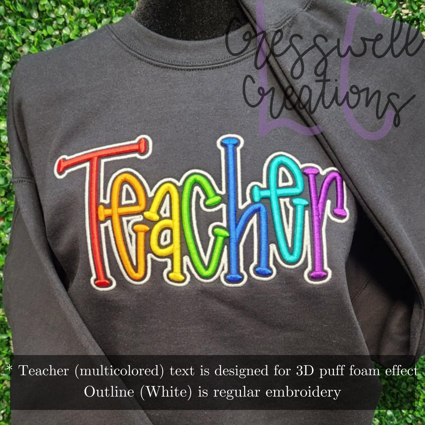 Teacher 3D Puff Machine Embroidery Design