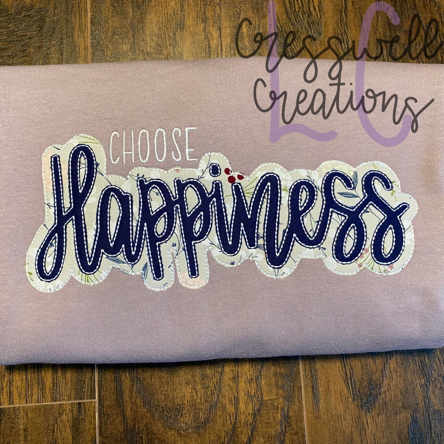 Choose Happiness Bean Stitch Double Applique