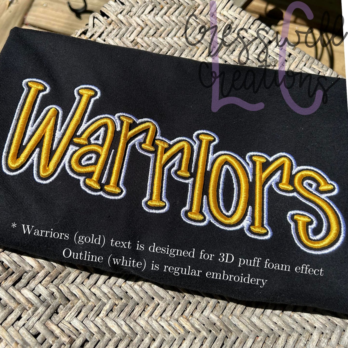 Warriors 3D Puff Machine Embroidery Design