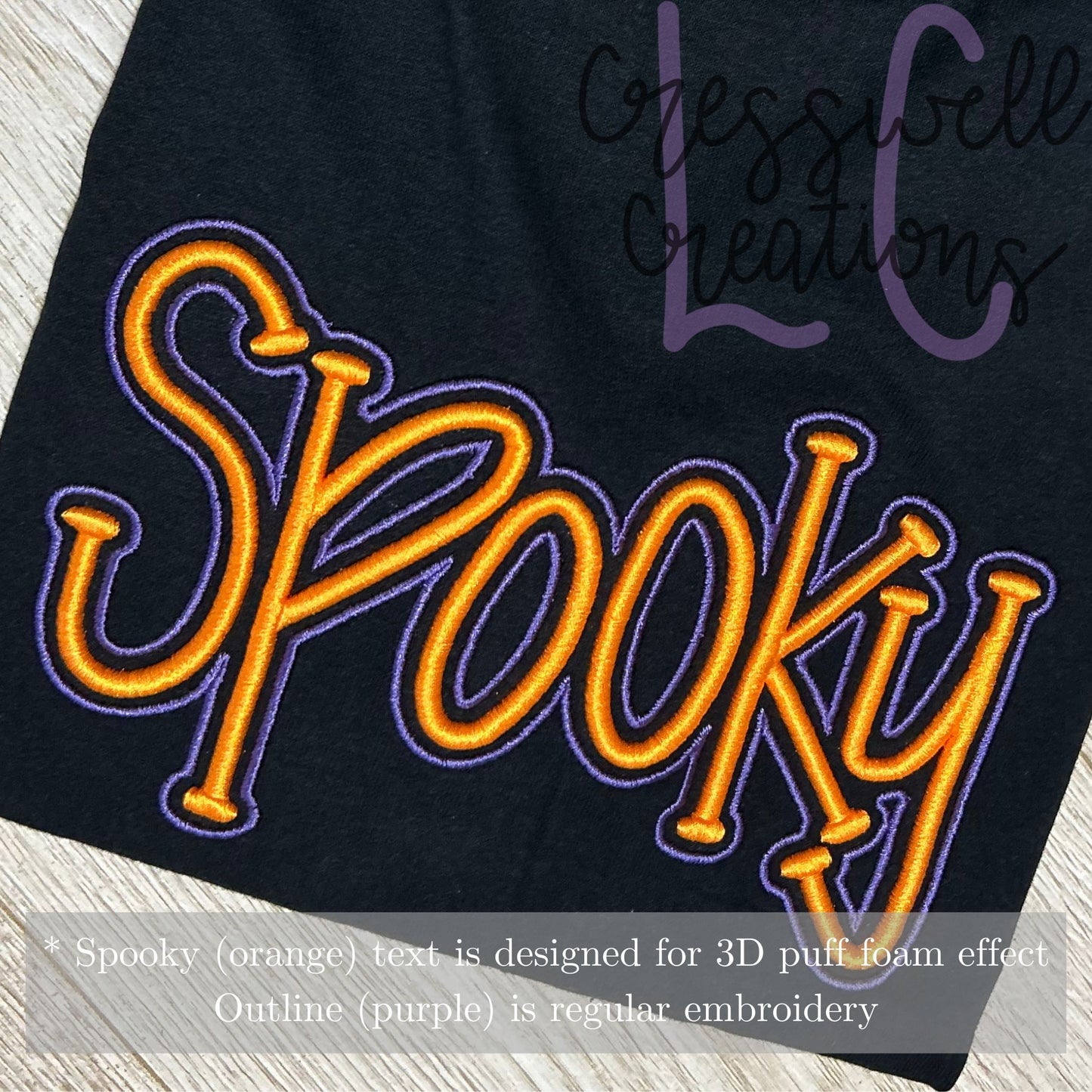 Spooky 3D Puff Machine Embroidery Design