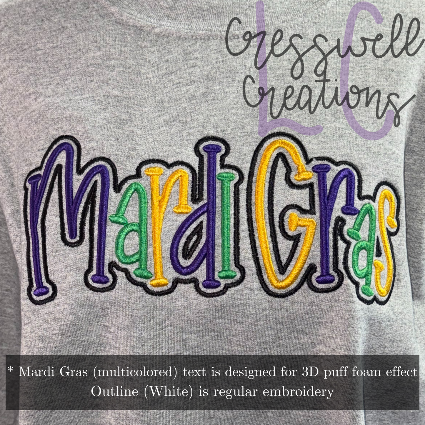 Mardi Gras 3D Puff Machine Embroidery Design