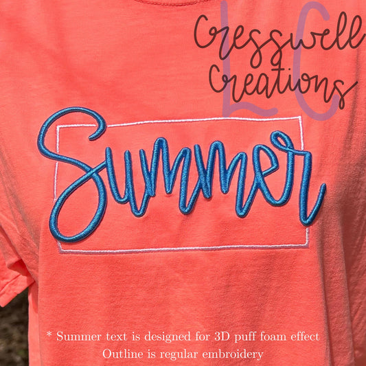Summer 3D Puff Machine Embroidery Design