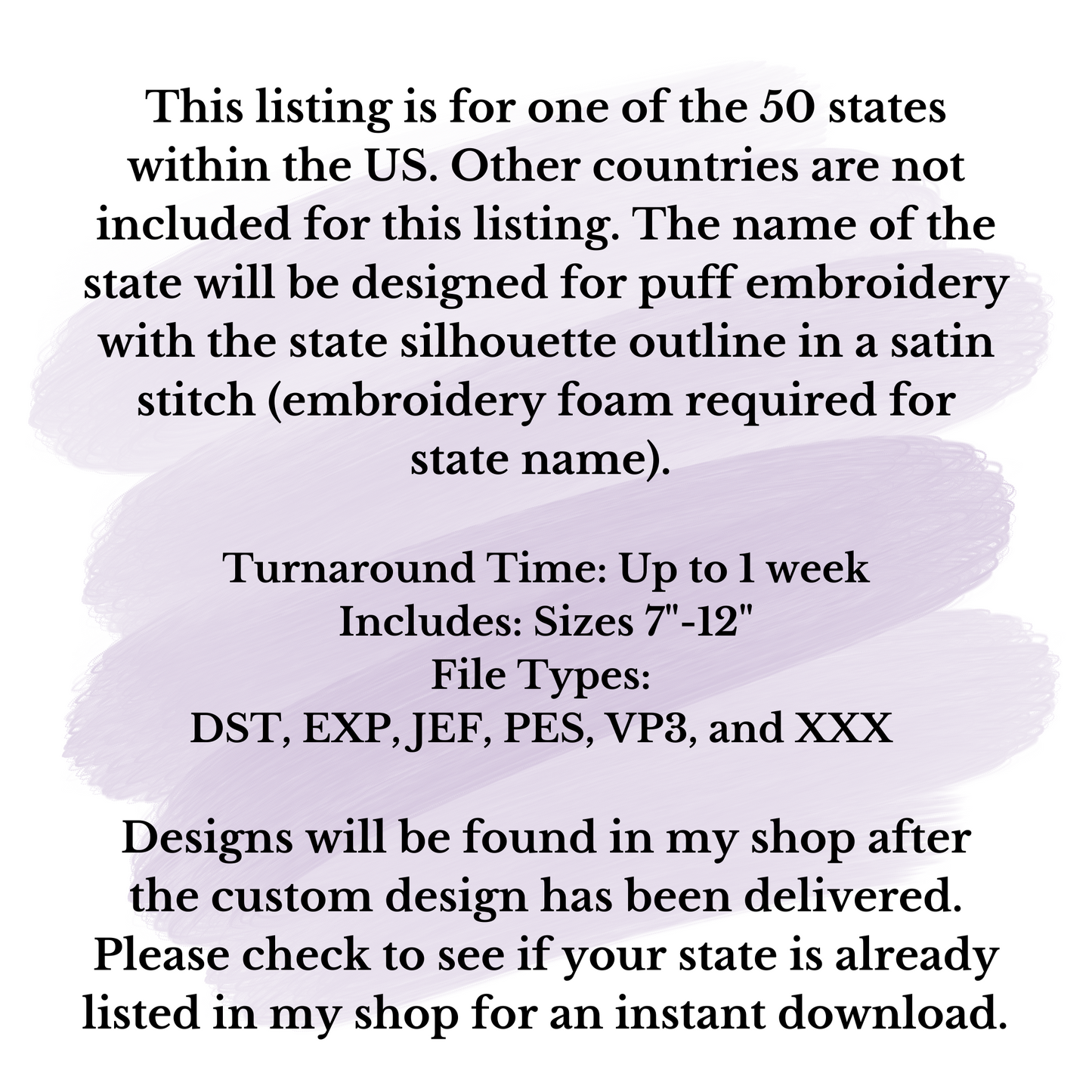 Custom State Outline with Puff Lettering Machine Embroidery Design