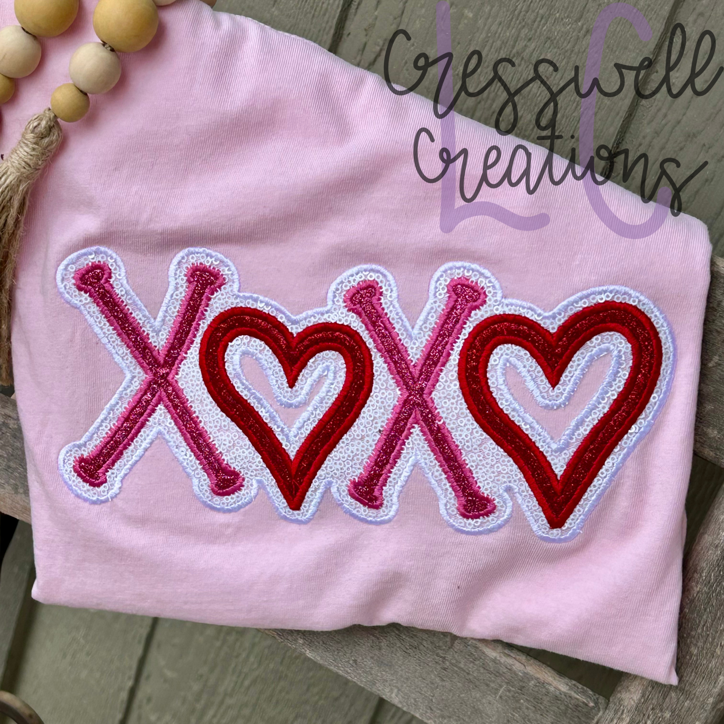 XOXO Satin Stitch Double Applique