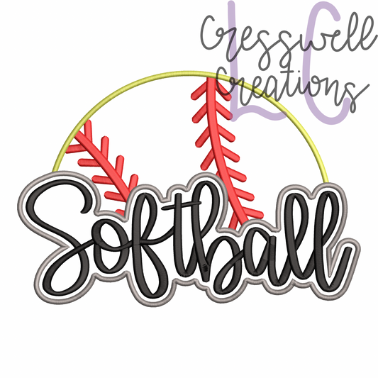 Softball Applique Embroidery Design