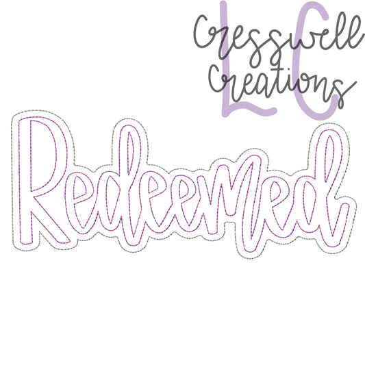Redeemed Bean Stitch Double Applique Machine Embroidery Design