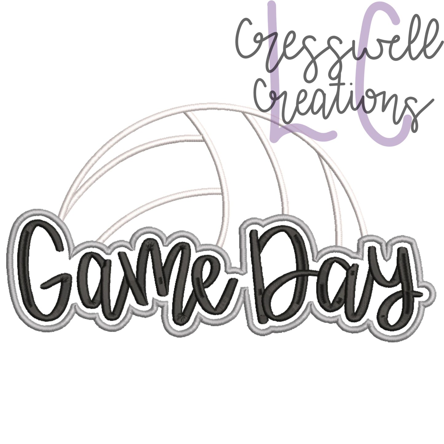 Game Day Volleyball Applique Machine Embroidery Design