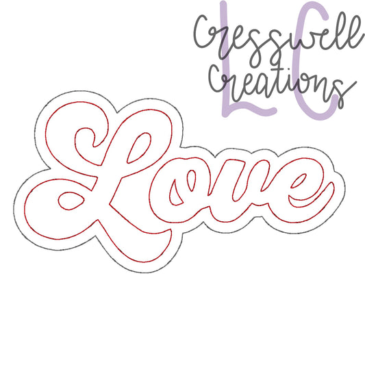 Love Retro Bean Stitch Double Applique Machine Embroidery Design