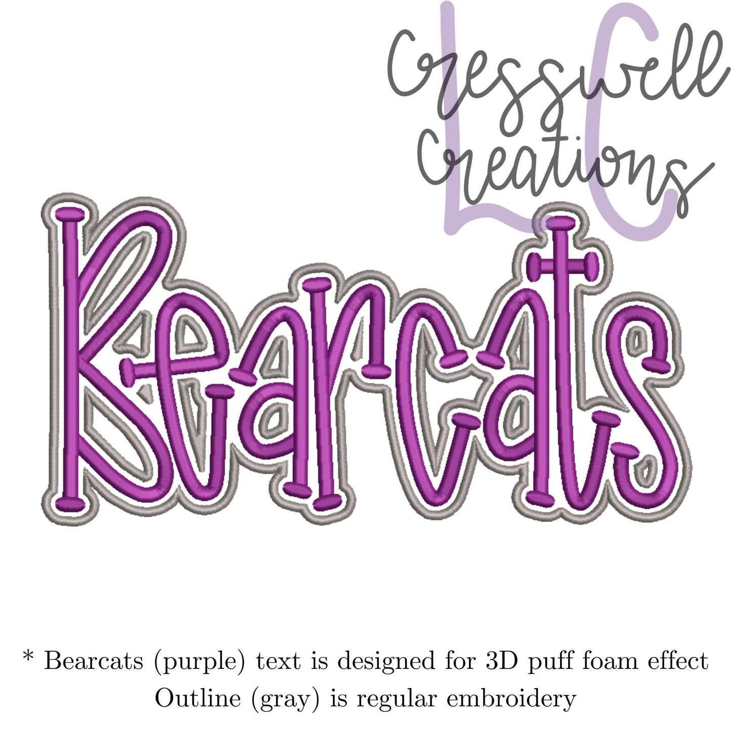 Bearcats 3D Puff  Machine Embroidery Design