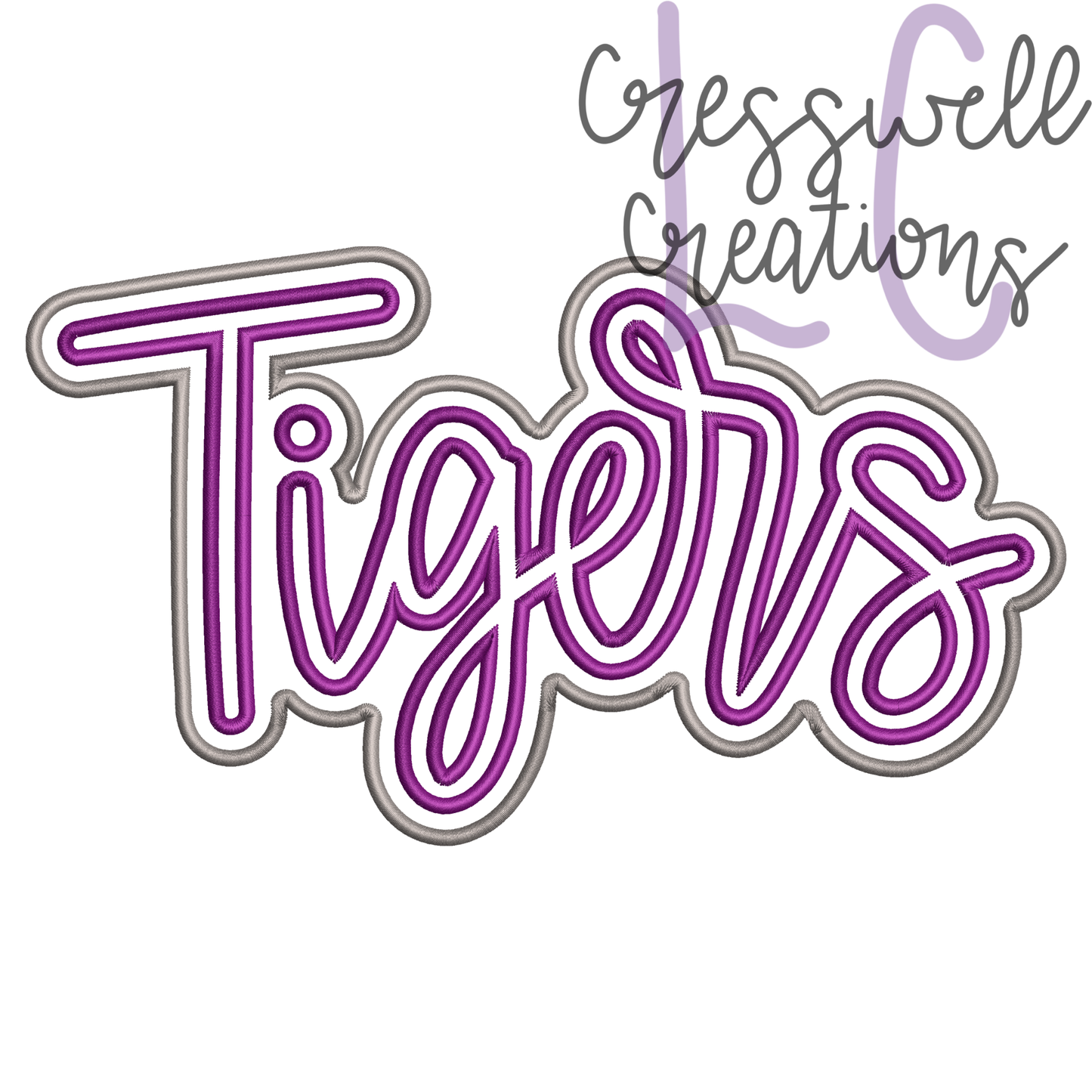 Tigers Satin Stitch Double Applique Embroidery Design