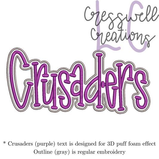 Crusaders 3D Puff  Machine Embroidery Design