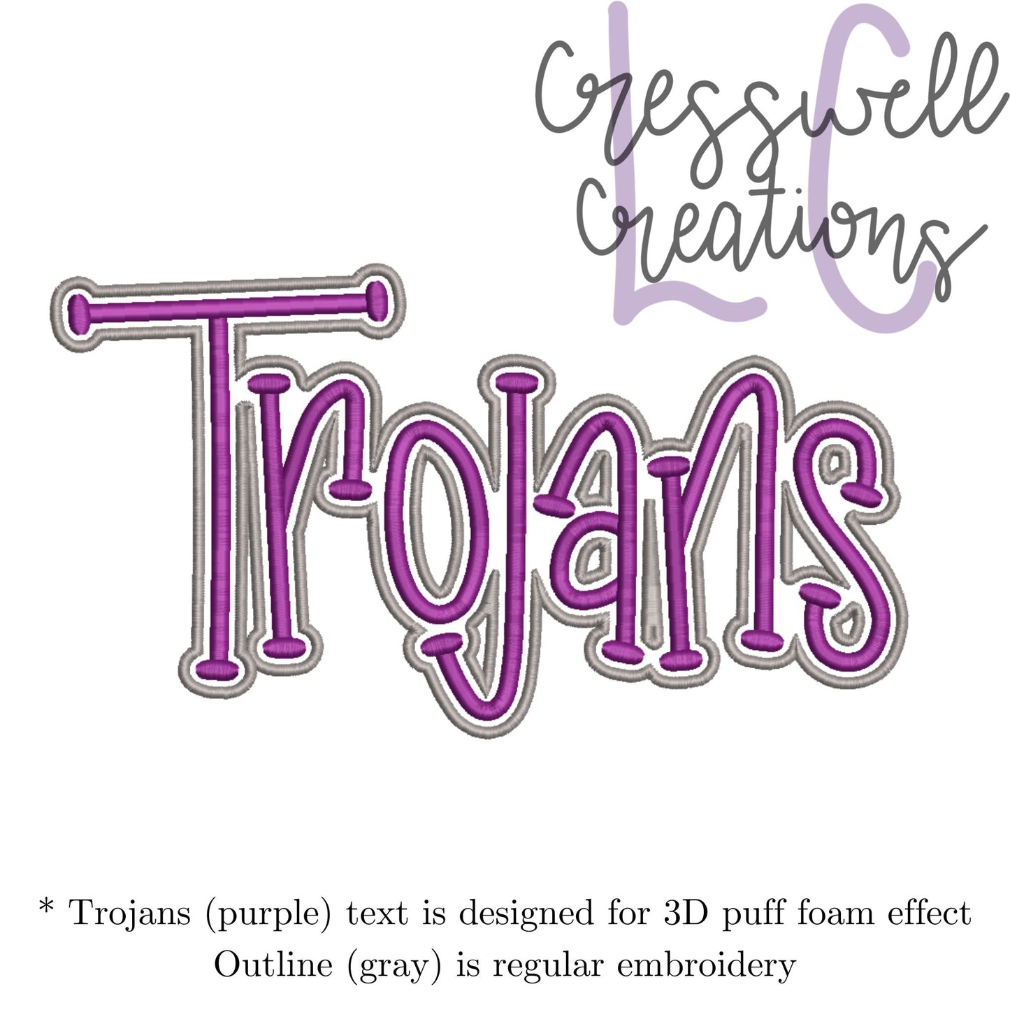 Trojans 3D Puff  Machine Embroidery Design